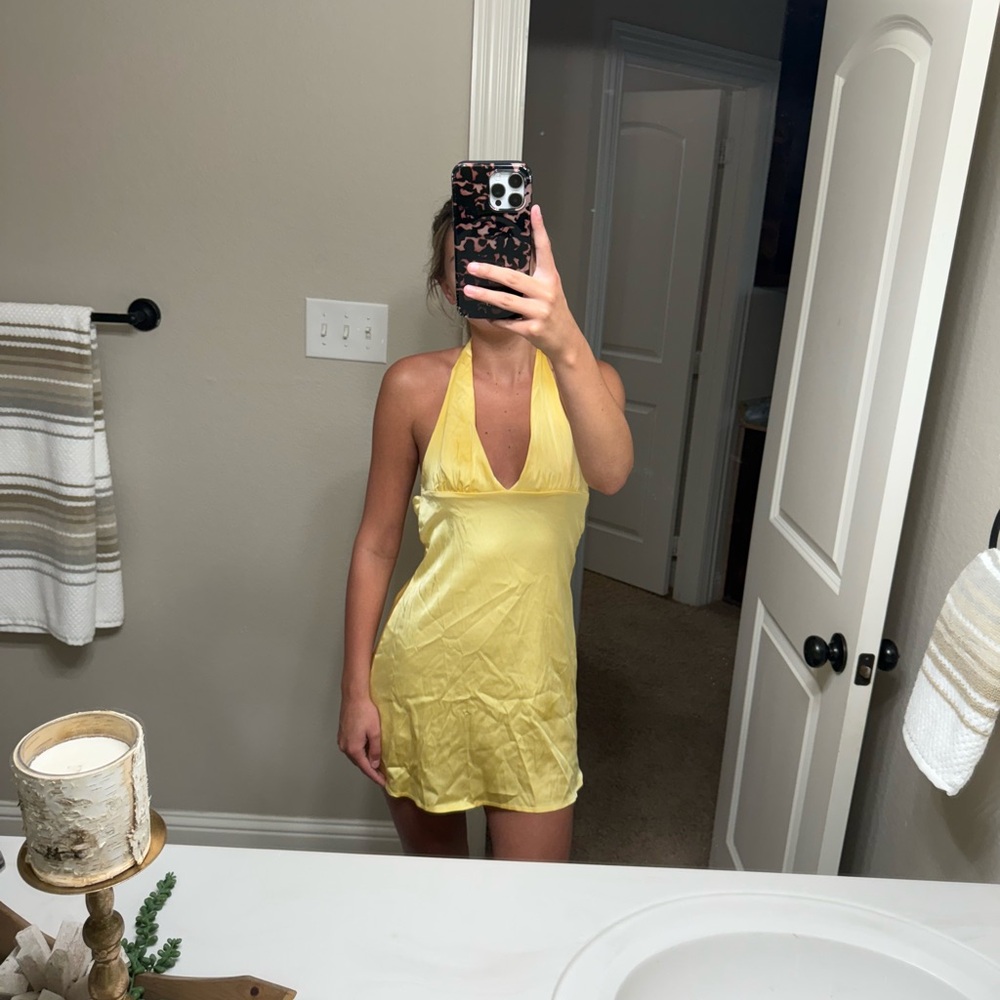 Yellow Halter Mini Dress